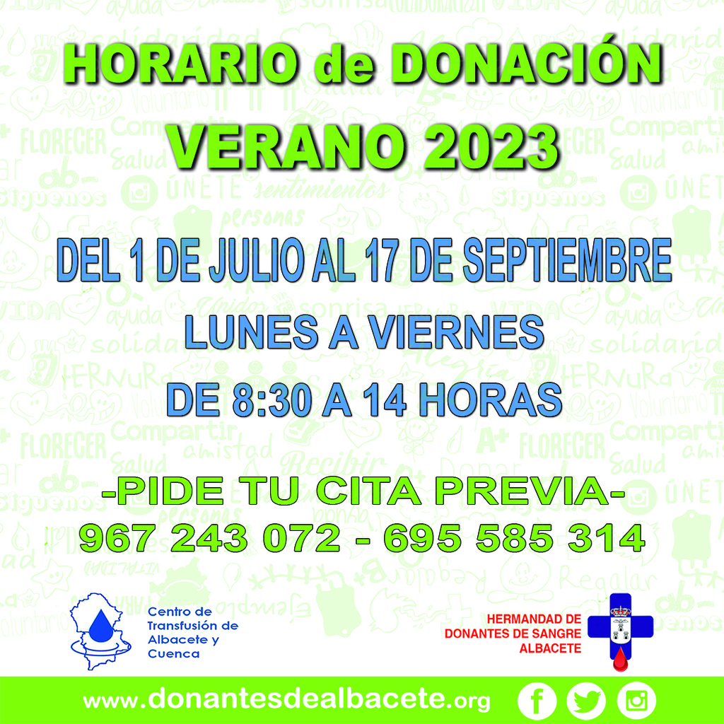 HORARIO DONACIONES VERANO 2023